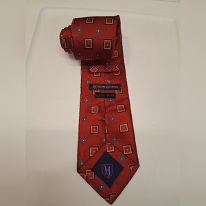 Henry Jacobson Elegant Red Geometric Tie